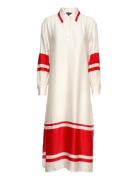 D2. Stripe Detail Dress Knelang Kjole White GANT