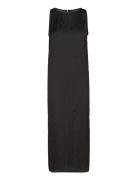 Black Textured Midi-Dress Knelang Kjole Black Mango