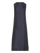 Lauryn Wood Dress Knelang Kjole Blue Hosbjerg
