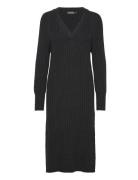 Slrakel V-Neck Dress Knelang Kjole Black Soaked In Luxury