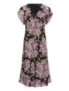 Floral Crinkle Georgette Dress Knelang Kjole Multi/patterned Lauren Ra...