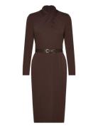 Str Matte Jersey-Dress Knelang Kjole Brown Lauren Ralph Lauren