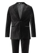 Slhslim-Hale Velvet Suit B Dress Black Selected Homme