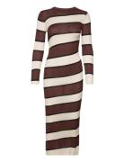 Striped Ribbed Knit Dress Dresses Bodycon Dresses Brown Mango