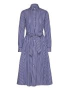 Belted Striped Cotton Shirtdress Knelang Kjole Blue Polo Ralph Lauren