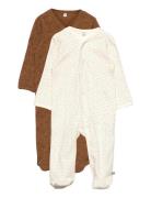 Nightsuit W/F -Buttons 2-Pack Pyjamas Sie Jumpsuit Brown Pippi