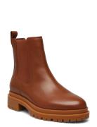 Corinne Burnished Leather Bootie Shoes Chelsea Boots Brown Lauren Ralp...