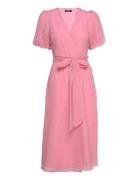 Myra Wrap Dress Knelang Kjole Pink Gina Tricot