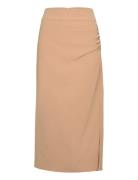 Fique Skirt Knelangt Skjørt Beige Second Female
