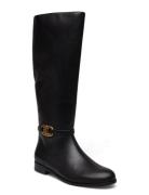 Bridgette Burnished Leather Tall Boot Høye Støvletter Black Lauren Ral...