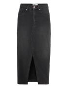 Vmveri Hr Calf Denim Skirt Ga Mix Noos Knelangt Skjørt Black Vero Moda