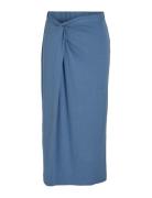 Vivase Hw Midi Skirt Knelangt Skjørt Blue Vila