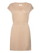 Linen Blend Dress Knelang Kjole Beige GANT