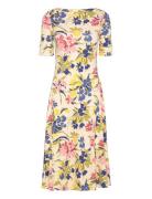 Floral Stretch Cotton Midi Dress Knelang Kjole Multi/patterned Lauren ...