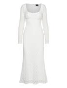 Adoni Lace Midi Dress Knelang Kjole White Bardot