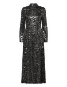 Rose Flared Sleeve Sequin Maxi Dress Maxikjole Festkjole Black Malina