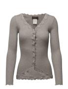 Rwbabette Ls V-Neck Regular Lace Ca Tops Knitwear Cardigans Grey Rosem...