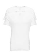 2P S/S V Neck Tops T-shirts Short-sleeved White Calvin Klein