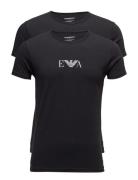 Mens Knit 2Pack T-Sh Tops T-shirts Short-sleeved Black Emporio Armani
