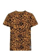 Basic Leopard Ss Tee Tops T-shirts Short-sleeved Brown Mini Rodini