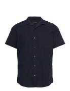 Bowling Julius Seersucker Shirts Ss Tops Shirts Short-sleeved Navy Cle...