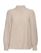 Slfviva Ls Linen Top B Tops Shirts Long-sleeved Cream Selected Femme