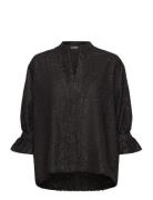 Sllia Amily Blouse Tops Blouses Short-sleeved Black Soaked In Luxury