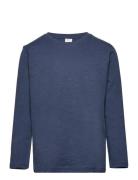 Top L S Basic Slub Solid Tops T-shirts Long-sleeved T-shirts Blue Lind...