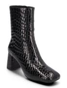 Boot Croco Shoes Boots Ankle Boots Ankle Boots With Heel Black Sofie S...