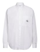 Woven Label Relaxed Shirt Tops Shirts Long-sleeved White Calvin Klein ...