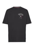 Bt-Arch Varsity Tee-B Tops T-shirts Short-sleeved Black Tommy Hilfiger