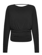 Draped Back Top Tops Blouses Long-sleeved Black Gina Tricot
