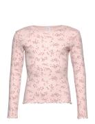 Top L S Pointelle Aop Tops T-shirts Long-sleeved T-shirts Pink Lindex