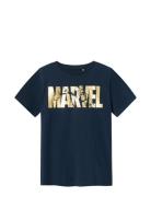 Nkmango Marvel Ss Top Mar Tops T-shirts Short-sleeved Navy Name It