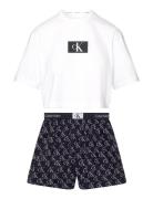 S/S Short Set Tops T-shirts & Tops Short-sleeved White Calvin Klein