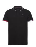 Tjm Slim Flag Cuffs Polo Tops Polos Short-sleeved Black Tommy Jeans