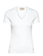 Mmnicole V-Ss Rib Tee Tops T-shirts & Tops Short-sleeved White MOS MOS...