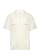 Linen Shirt With Bowling Collar And Pockets Tops Shirts Short-sleeved ...