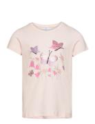 Top Ss Butterfly And Flower Tops T-shirts Short-sleeved Pink Lindex