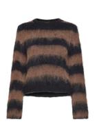 Faux Fur Knit Sweater Tops Knitwear Jumpers Brown Mango