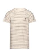 T-Shirt Ss Stripe Tops T-shirts Short-sleeved Beige En Fant