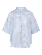 Nmluna 2/4 Over Shirt Wvn Tops Shirts Short-sleeved Blue NOISY MAY