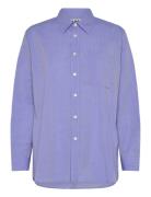 Elma Edit Shirt Mid Blue Micro Stripe Tops Shirts Long-sleeved Blue Ho...
