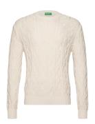 Sweater L/S Tops Knitwear Round Necks Cream United Colors Of Benetton