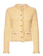Pocket Tweed Cardigan Tops Knitwear Cardigans Yellow Mango