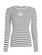 Woven Label Tight Sweater Tops T-shirts & Tops Long-sleeved White Calv...
