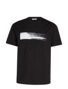 Brush Logo T-Shirt Tops T-shirts Short-sleeved Black Calvin Klein