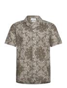 Paisley Aop Shirt S/S Tops Shirts Short-sleeved Khaki Green Lindbergh
