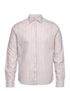 Jamie Cotton Linen Striped Shirt Ls Tops Shirts Casual Cream Clean Cut...