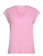 Cc Heart Basic V-Neck T-Shirt Tops T-shirts & Tops Short-sleeved Pink ...